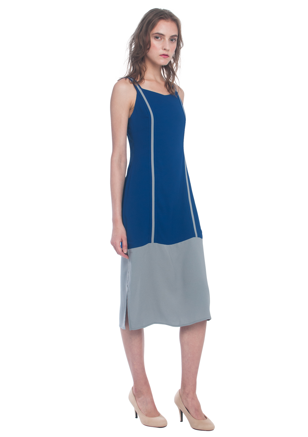 Paneled Piping Cami Dress - ELLYSAGE