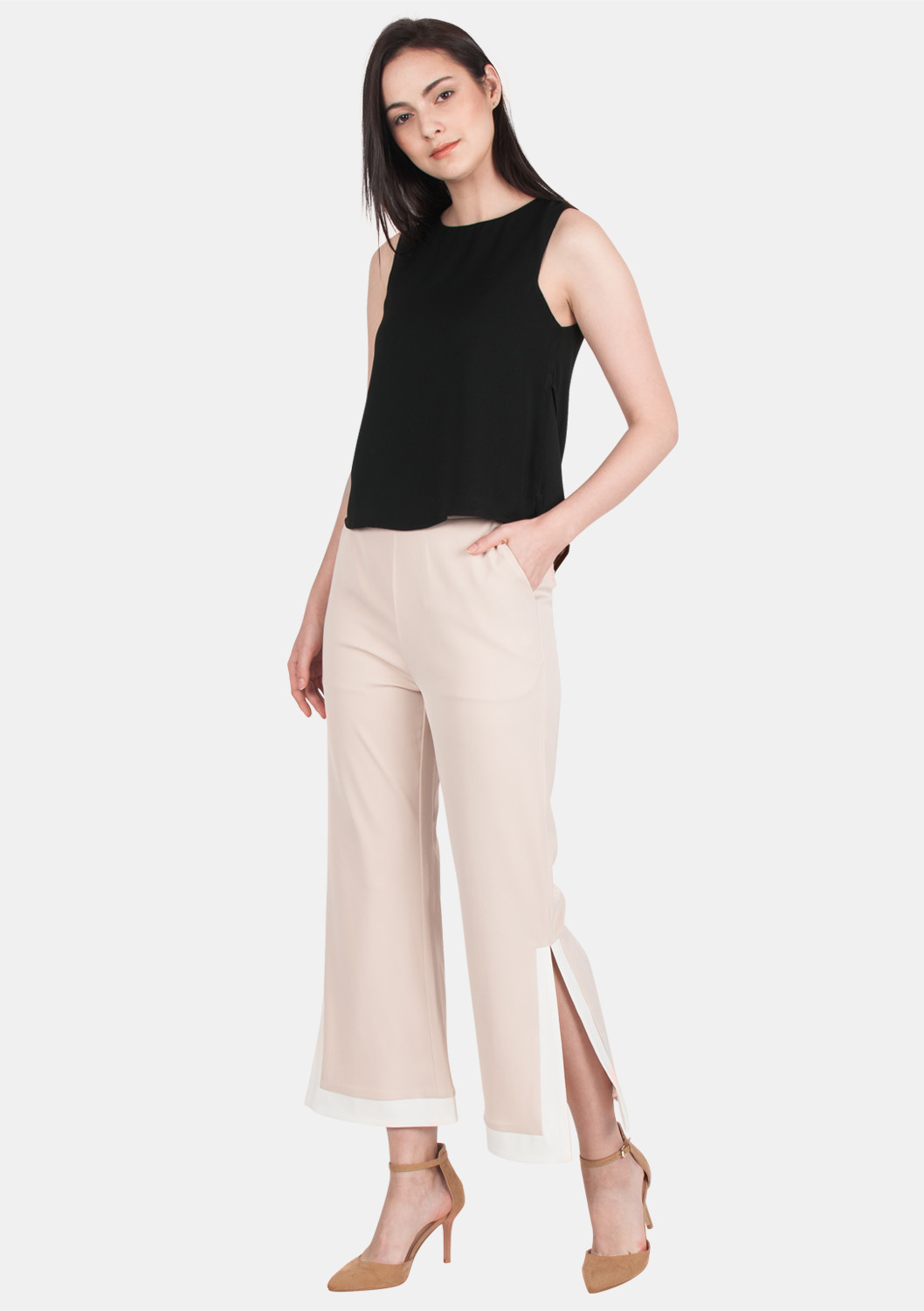 flared pants with side slits