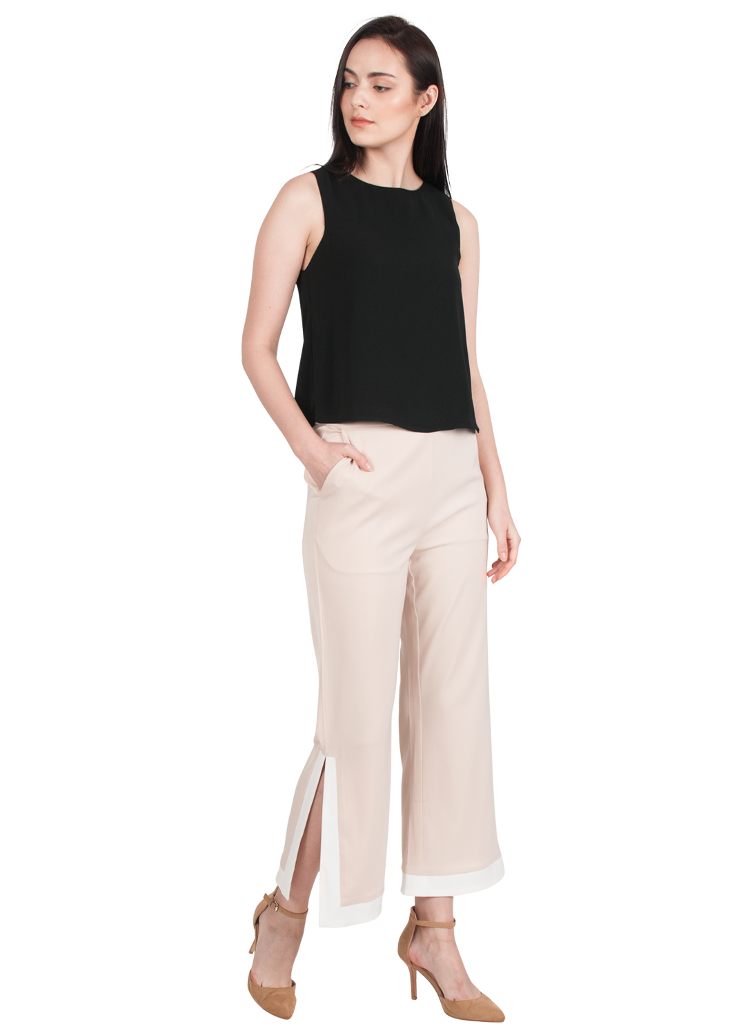 Side Slit Flare Pants - ELLYSAGE